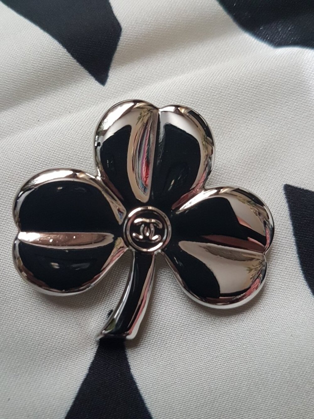 Elegant three-leaf clover Chanel brooch